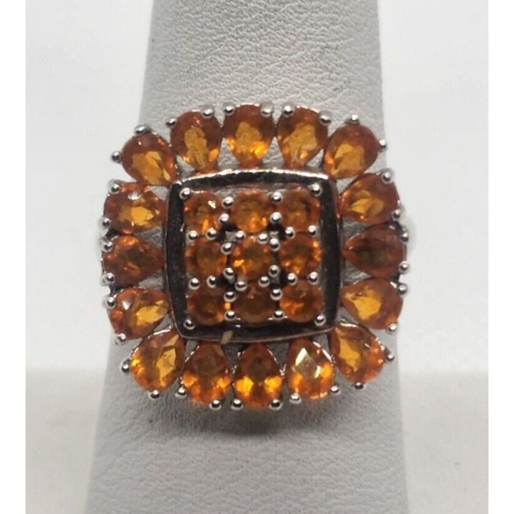 925 STERLING SILVER ORANGE CZ  RING SIZE 8